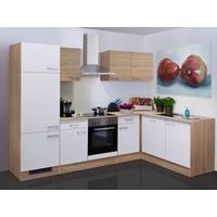 Kotna Kuhinja Z Aparati Samoa, Bela, Barva Hrasta - bela/barve aluminija, Moderno, umetna masa/leseni material (280/170cm) - FlexWell