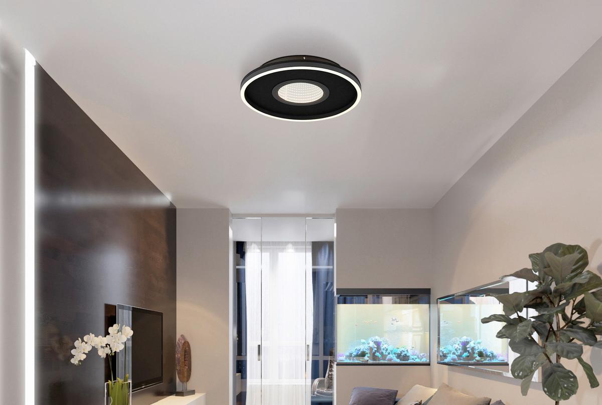 LED-DECKENLEUCHTE 48561-40 EMORY - Weiss/Transparent, Design, Kunststoff/Textil (39,7/6,3cm) - Globo