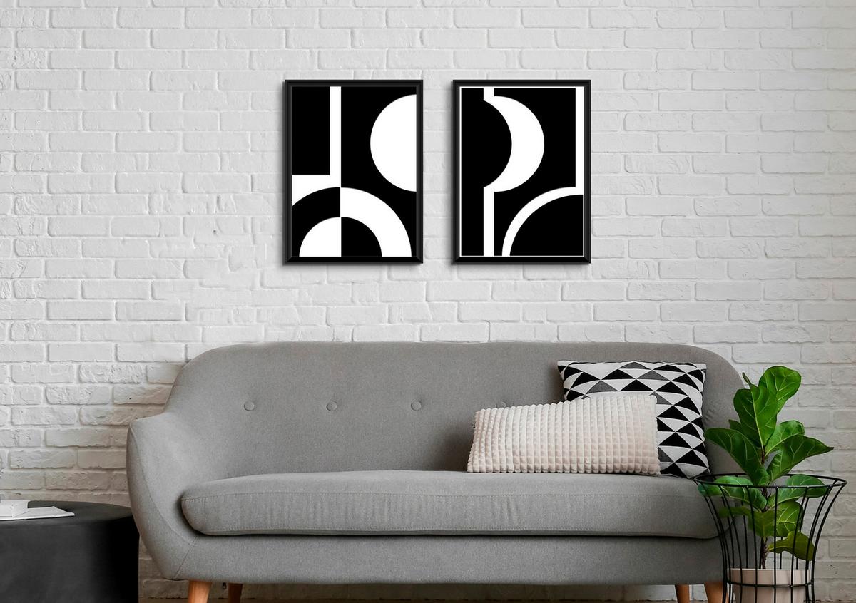 Slika Nero - črna/bela, papir/leseni material (30/40cm) - Modern Living