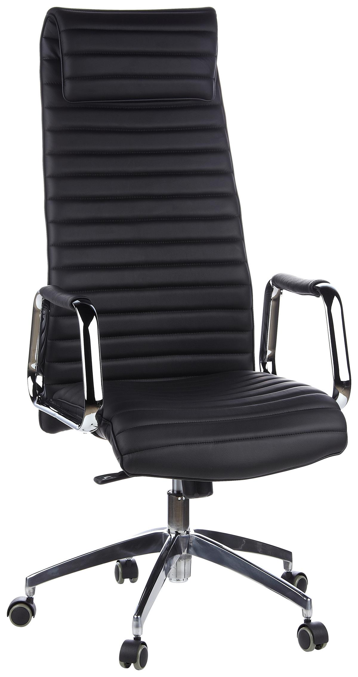 Drehstuhl Aspera 20 Schwarz/Silberfarben - Silberfarben/Schwarz, MODERN, Leder/Kunststoff (59/139/50cm) - MID.YOU