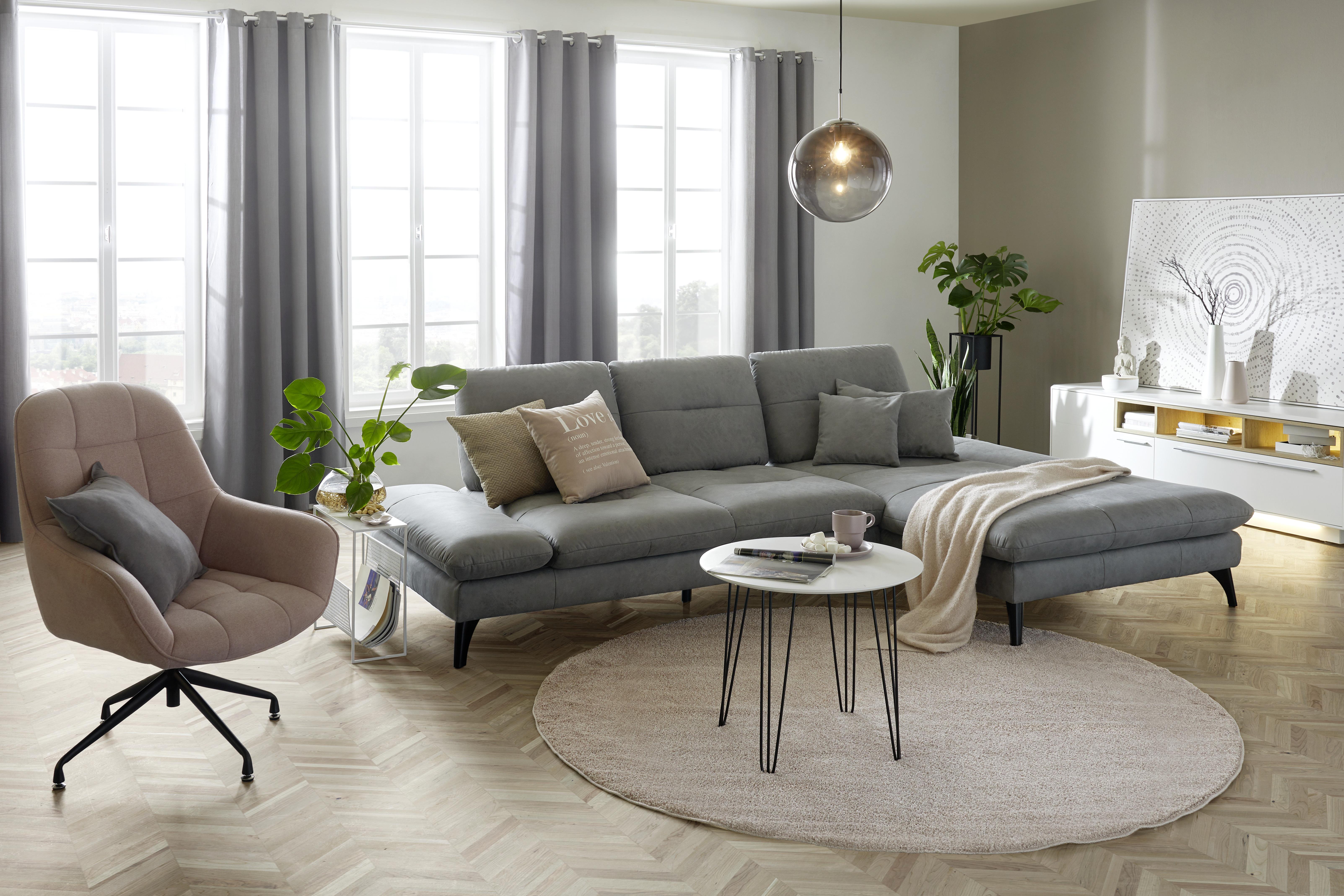 Fotelja Elias - ružičasta/crna, Modern, metal/tekstil (73/100/75cm) - Modern Living