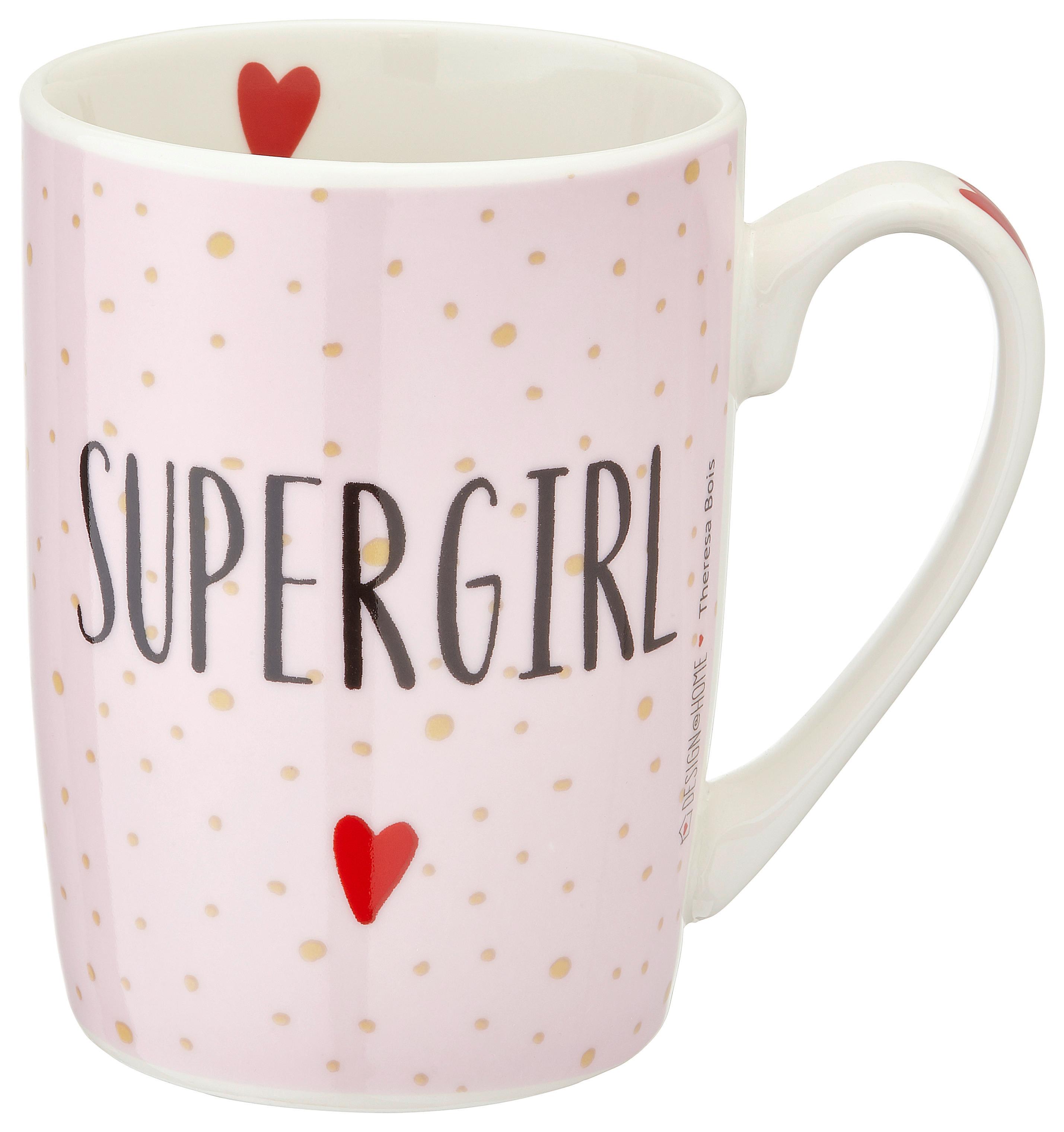 Kaffeebecher Supergirl ca. 250ml - Rosa, KONVENTIONELL, Keramik (7,5cm)