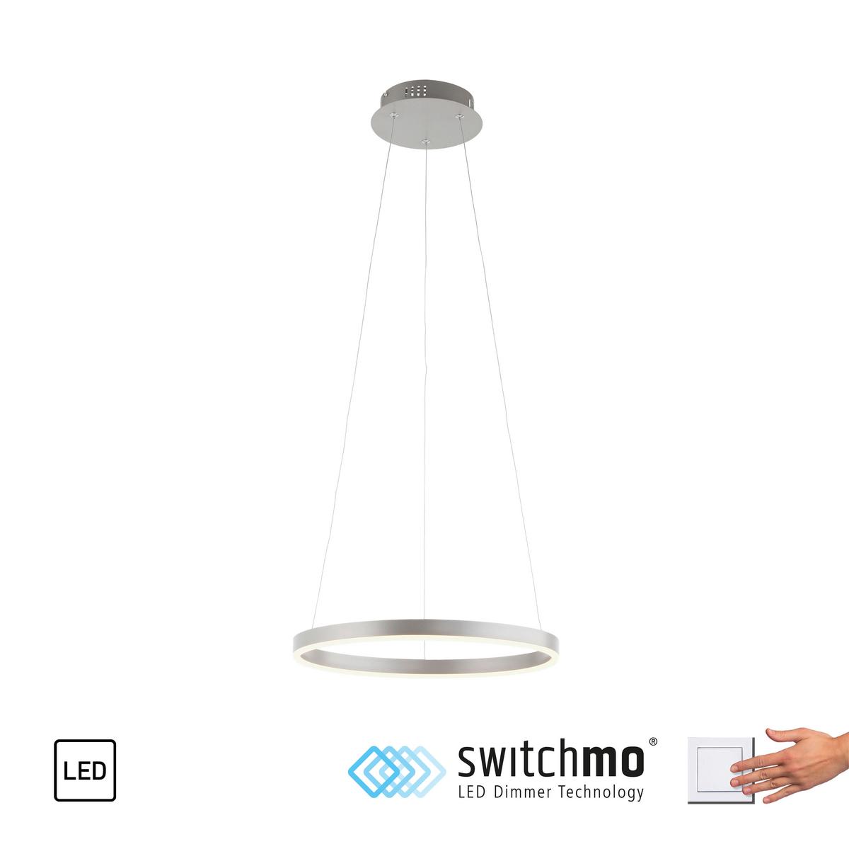 LAMPA WISZĄCA LED 15393-95 RITUS - kolor aluminiowy, Design, tworzywo sztuczne/metal (39/120cm)