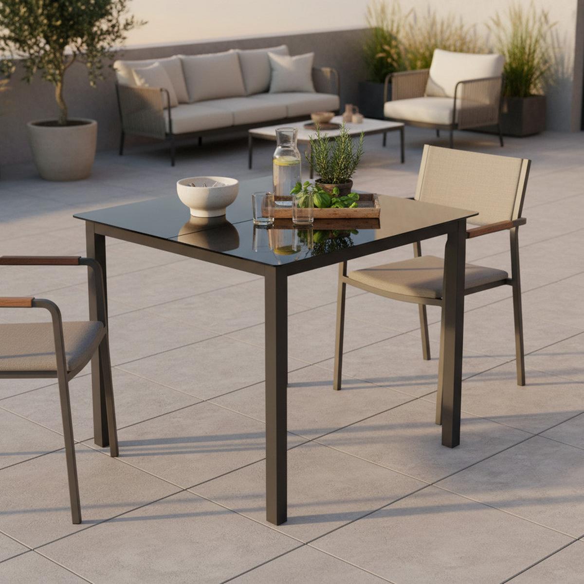 Gartenklapptisch "Paco", Anthrazit, klappbar 80x71x80cm - Anthrazit, KONVENTIONELL, Holzwerkstoff/Metall (80/71/80cm) - Siena Garden