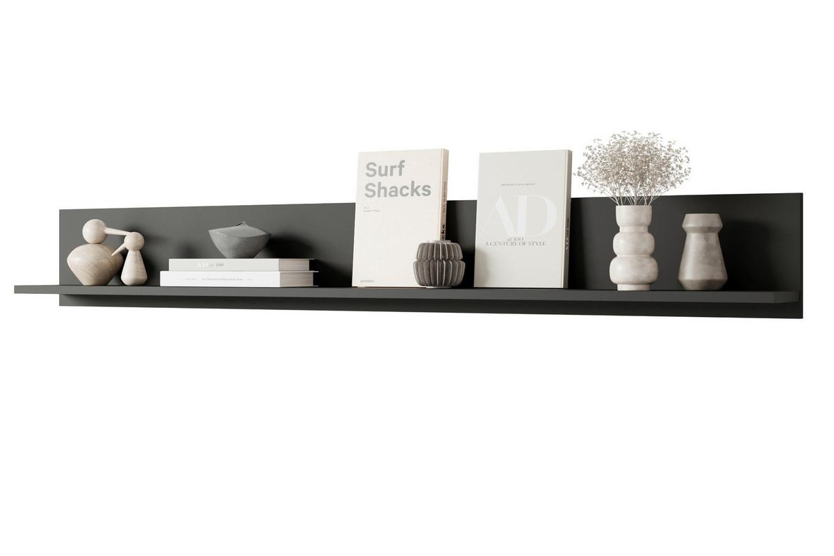 Stenska Polica Vera 138, Mat Črna - črna, Design, leseni material (138,5/18/12cm) - Livetastic