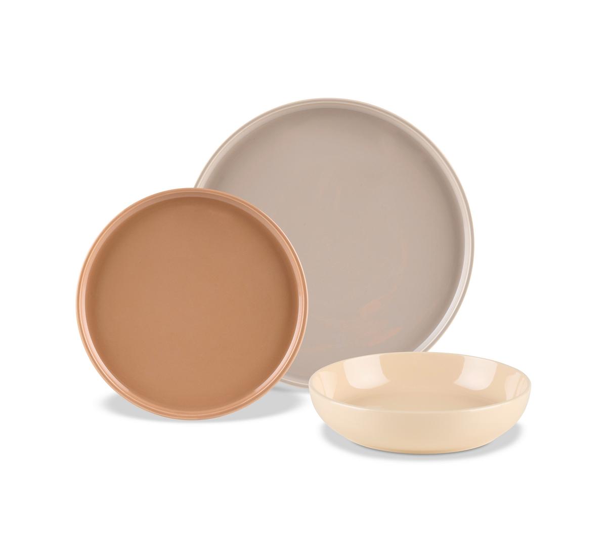 Tafelservice Terra Braun/Grau/Beige 12-teilig - Beige/Braun, ROMANTIK / LANDHAUS, Keramik - Mömax