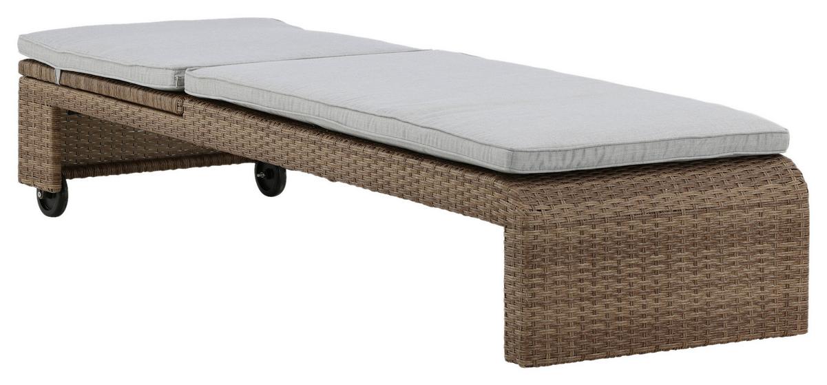Sonnenliege London ca. 60x32x196 cm Hellbraun - Sandfarben/Hellbraun, KONVENTIONELL, Kunststoff/Textil (60/32/196cm) - Gardenson