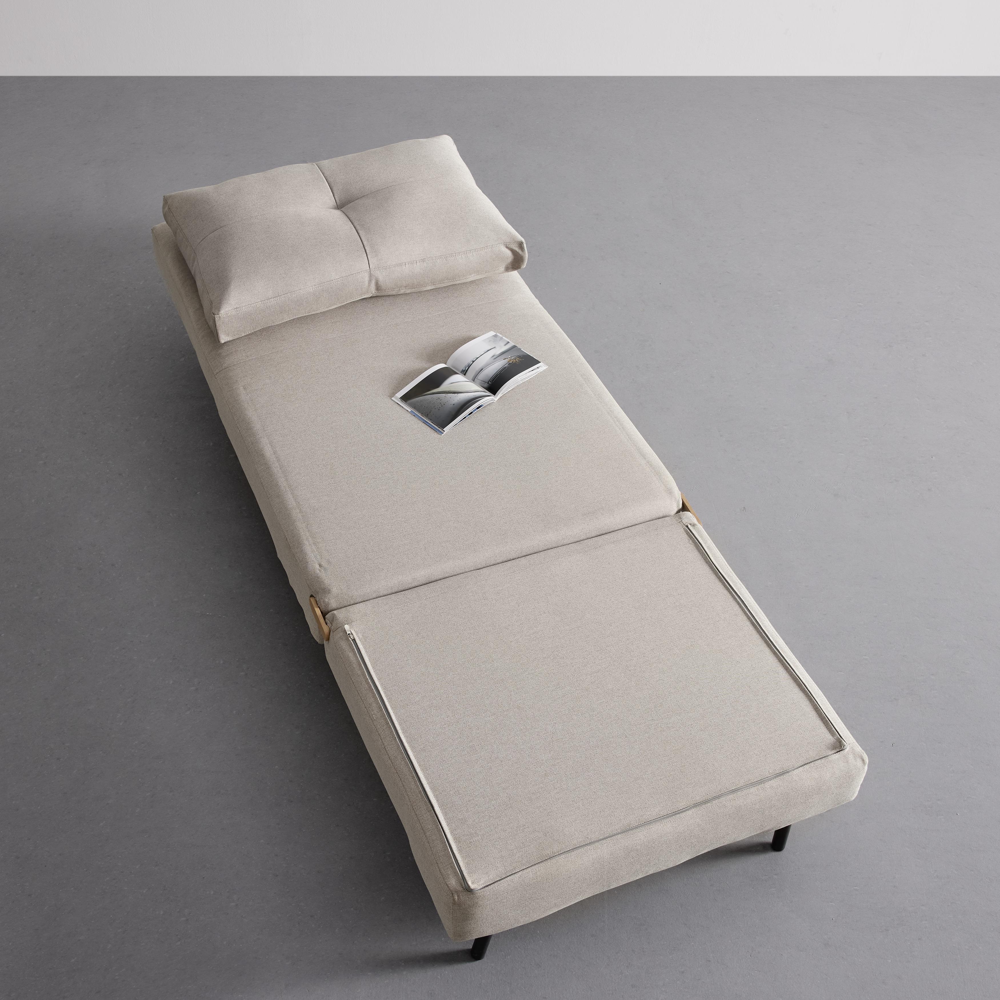 Schlafsessel Malic Beige Webstoff - Eichefarben/Beige, MODERN, Textil/Metall (80/84/90cm) - Bessagi Home