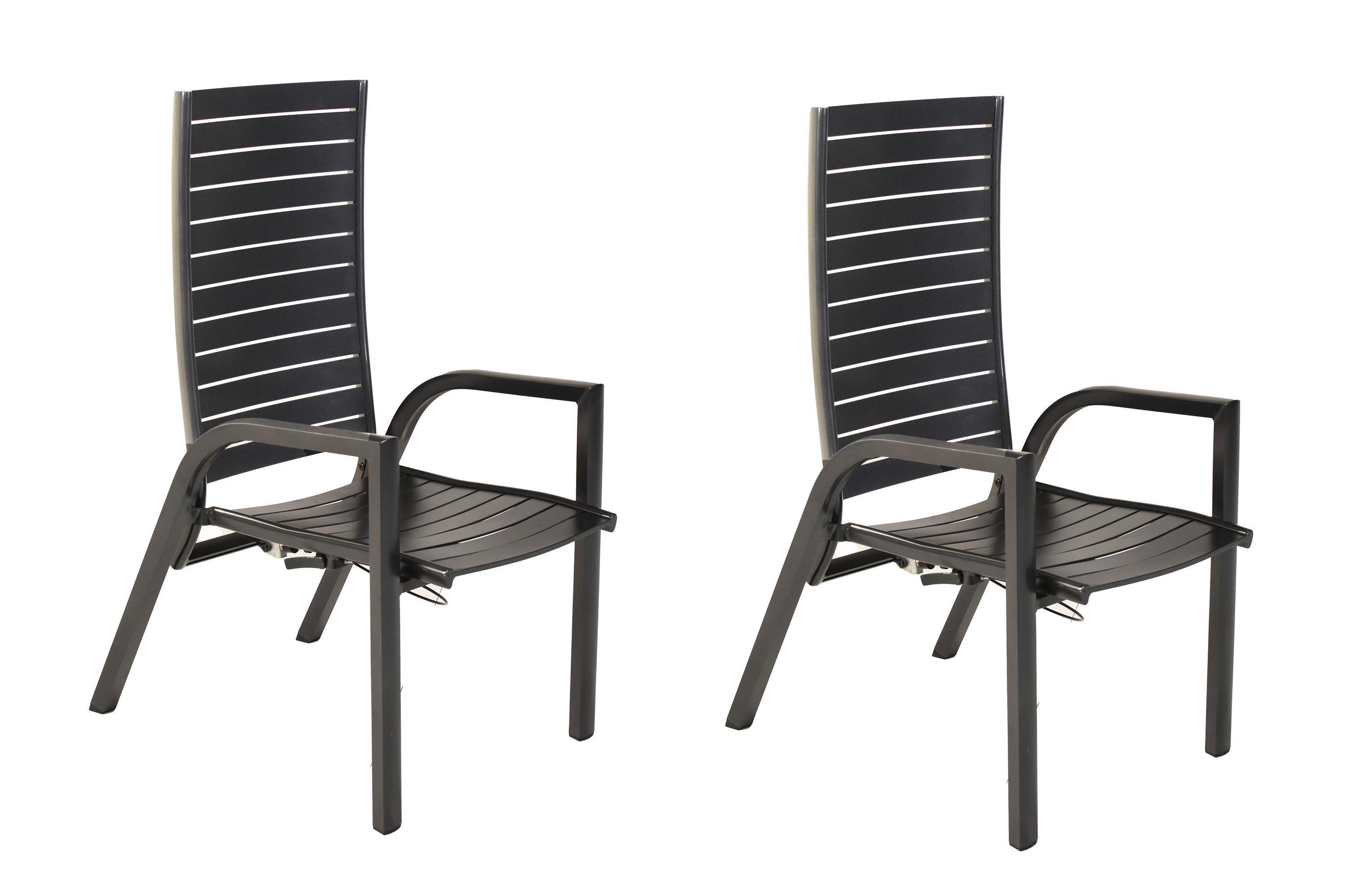 Gartensessel-Set Siros 2-tlg. Graphitfarben - Graphitfarben, KONVENTIONELL, Metall (57,5/111/77cm) - Gardenson