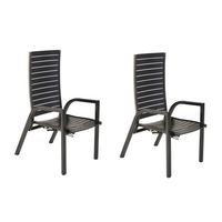 Gartensessel-Set Siros 2-tlg. Graphitfarben - Graphitfarben, KONVENTIONELL, Metall (57,5/111/77cm) - Gardenson