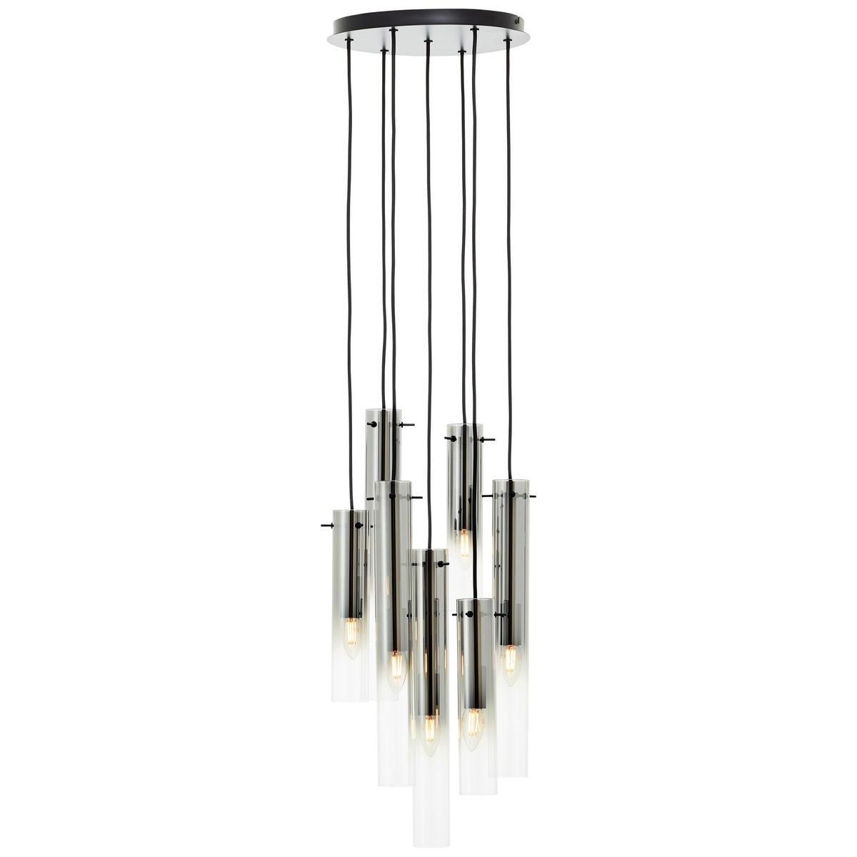 Hängeleuchte Glasini Grau/Schwarz max. 25 Watt - Schwarz/Grau, Design, Glas/Metall (32/199cm) - Brilliant