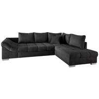 Wohnlandschaft Alvito Schwarz Nylon/Mikrofaser - Silberfarben/Schwarz, Design, Holz/Textil (298/202cm) - MID.YOU