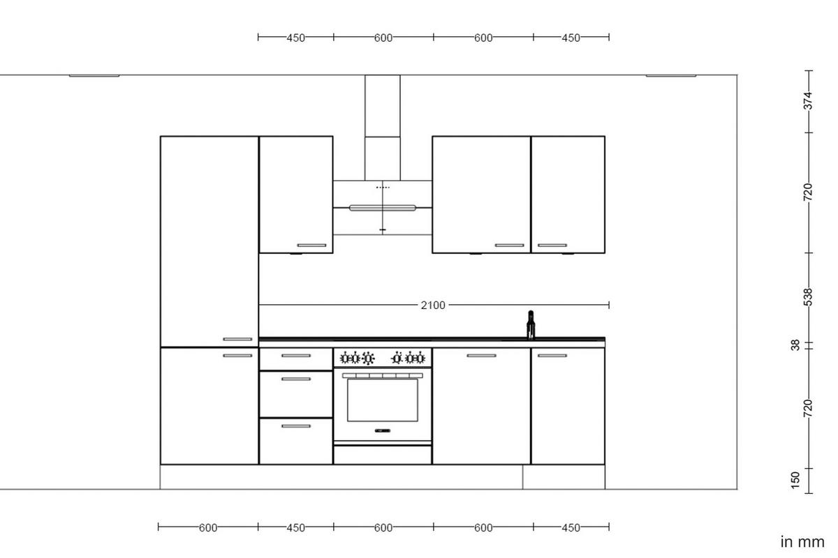 Küchenleerblock Easytouch High o. Geräte Sandfarben - Sandfarben/Eichefarben, MODERN, Holzwerkstoff/Metall (270cm) - Nobilia