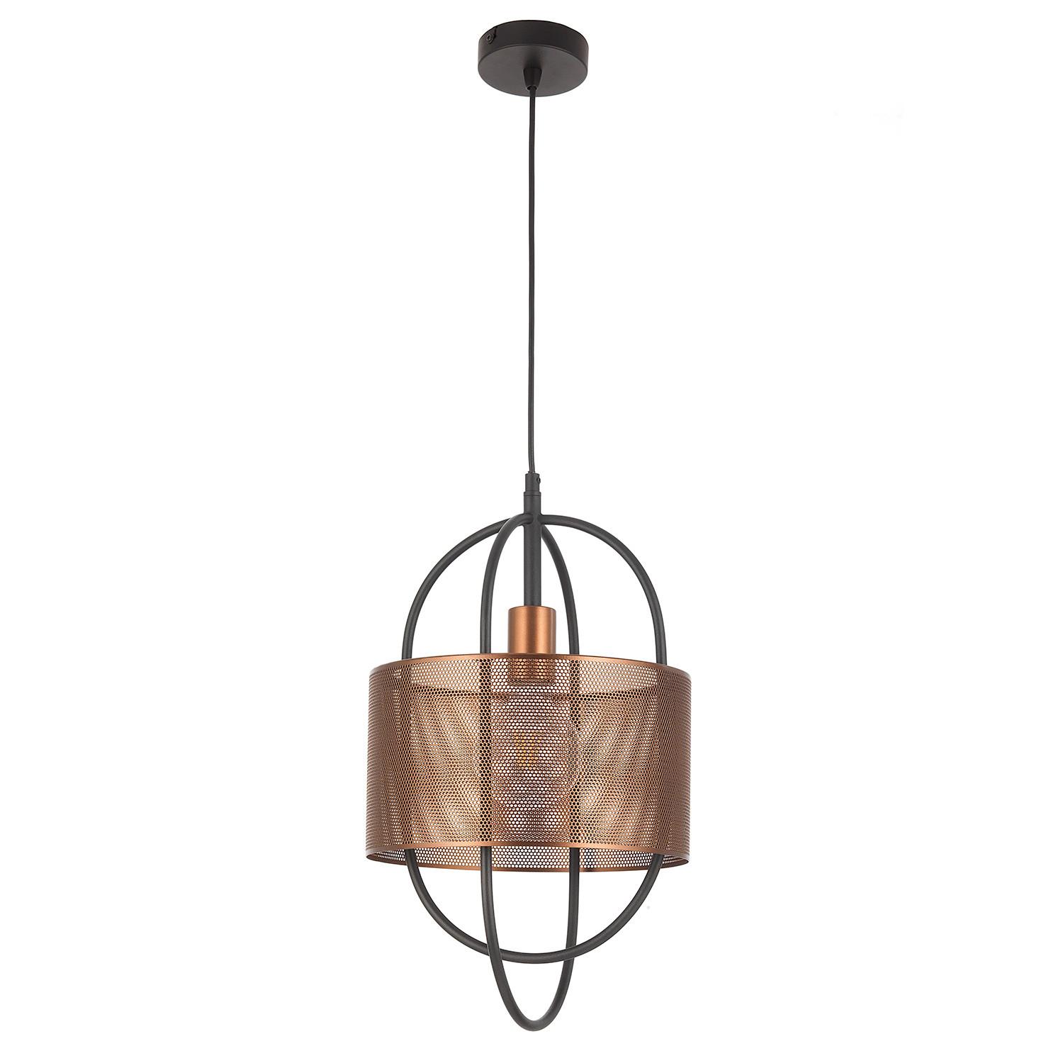 Hängeleuchte Quokka Schwarz/Kupfer max. 22 Watt - Schwarz/Kupferfarben, Design, Metall (28/100cm)