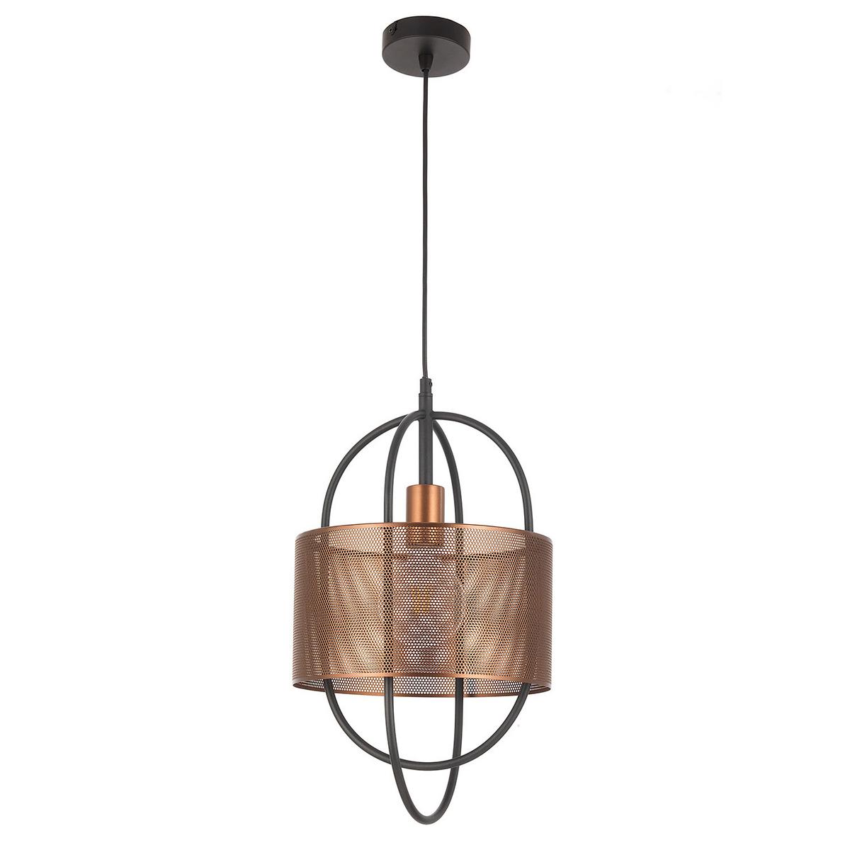 Hängeleuchte Quokka Schwarz/Kupfer max. 22 Watt - Schwarz/Kupferfarben, Design, Metall (28/100cm)