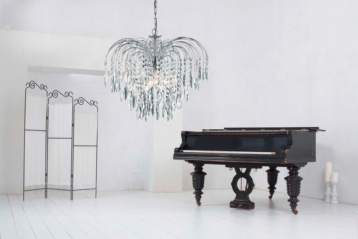 Kristály Függőlámpa 4175-5 Waterfall - krómszínű, Design, üveg/fém (53/98cm)