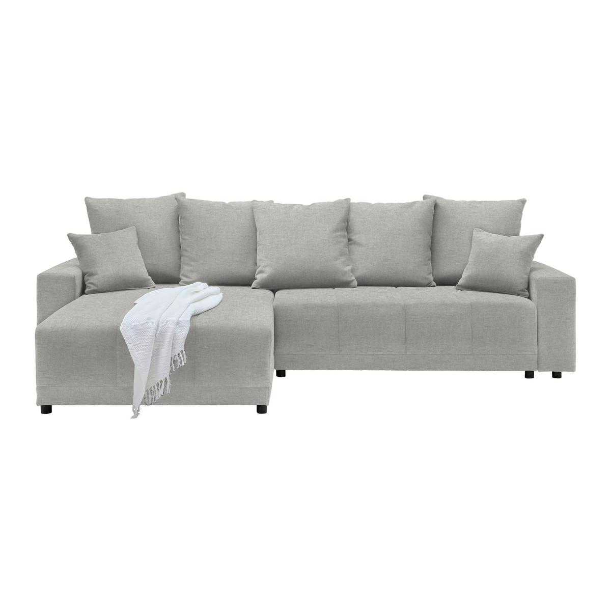 Ecksofa Alatri Grau - Silberfarben/Schwarz, MODERN, Kunststoff/Textil (289/90/176cm) - Based