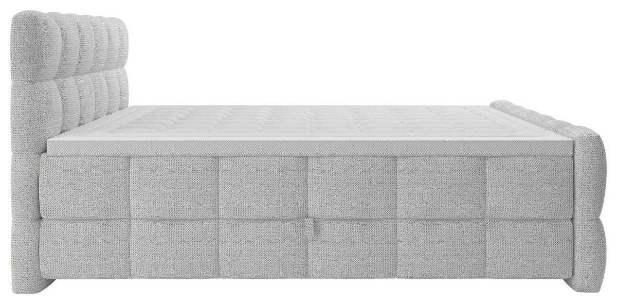 Boxspring Krevet Brisbane - sivo-bijela/crna, Trend, drvni materijal/drvo (140/200cm) - Premium Living