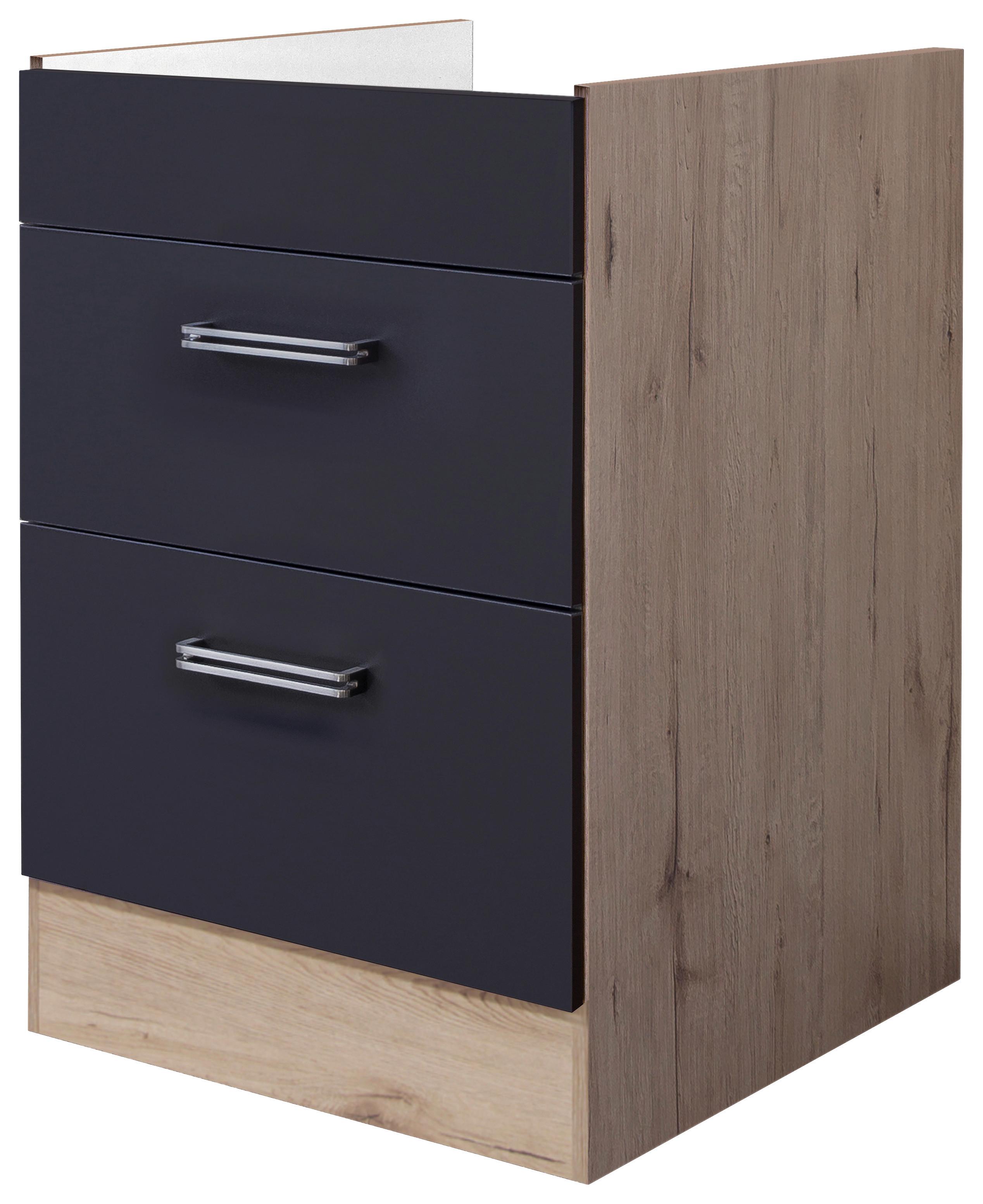 Kochfeldumbauschrank Milano Anthrazit/Eiche San Remo - Edelstahlfarben/Anthrazit, MODERN, Holzwerkstoff/Metall (60/86/60cm) - FlexWell 