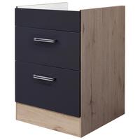 Kochfeldumbauschrank Milano Anthrazit/Eiche San Remo - Edelstahlfarben/Anthrazit, MODERN, Holzwerkstoff/Metall (60/86/60cm) - FlexWell 