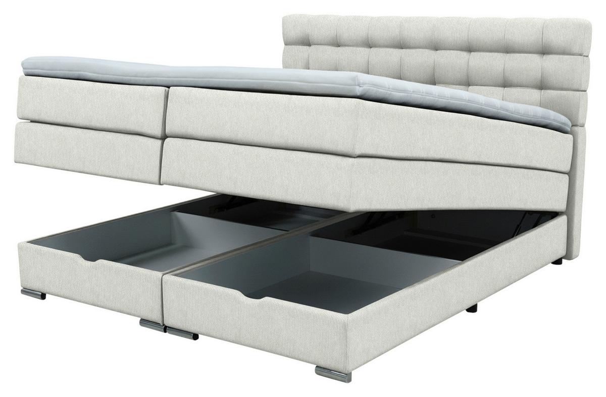 Boxspringbett London Grau ca. 160x200cm - Chromfarben/Grau, MODERN, Holz/Holzwerkstoff (160/200cm) - Premium Living