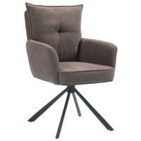 KRZESŁO Z PODŁOKIETNIKAMI POINT - czarny/ciemnobrązowy, Design, metal/tkanina (60/95/67cm) - Novel