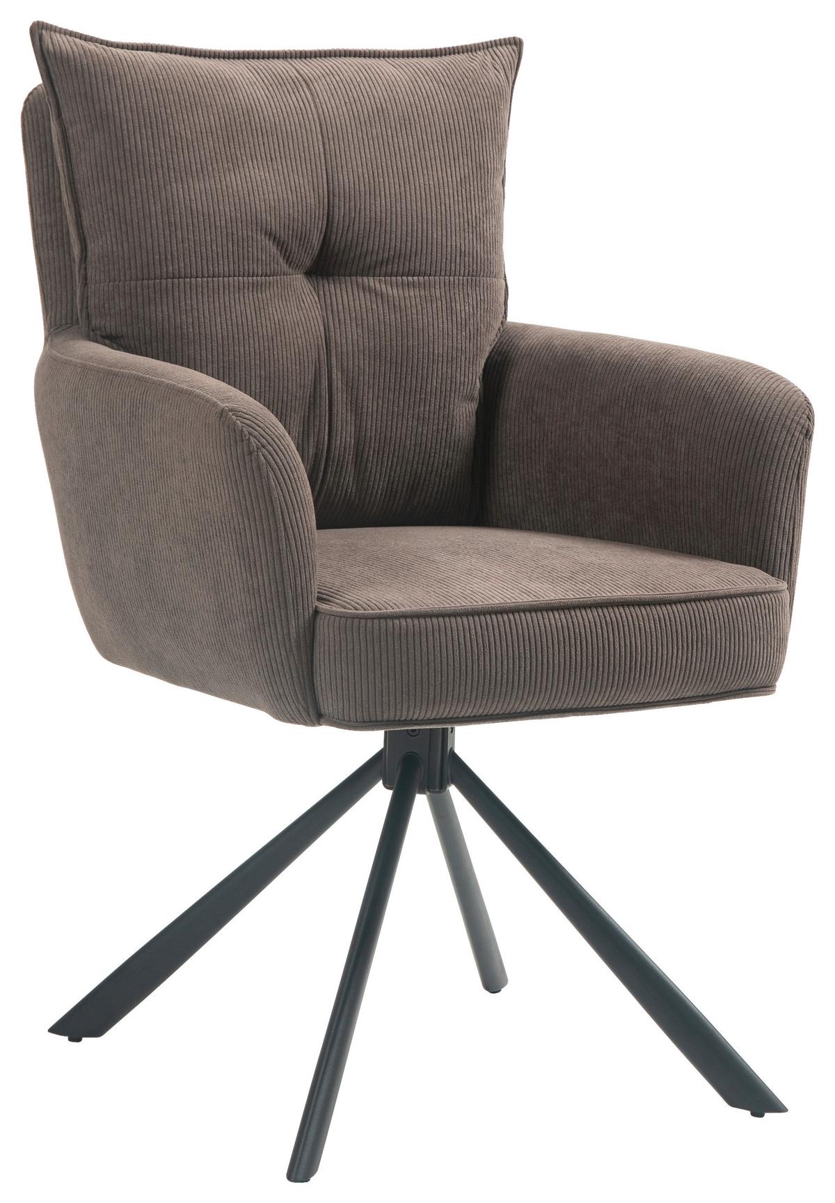 KRZESŁO Z PODŁOKIETNIKAMI POINT - czarny/ciemnobrązowy, Design, metal/tkanina (60/95/67cm) - Novel