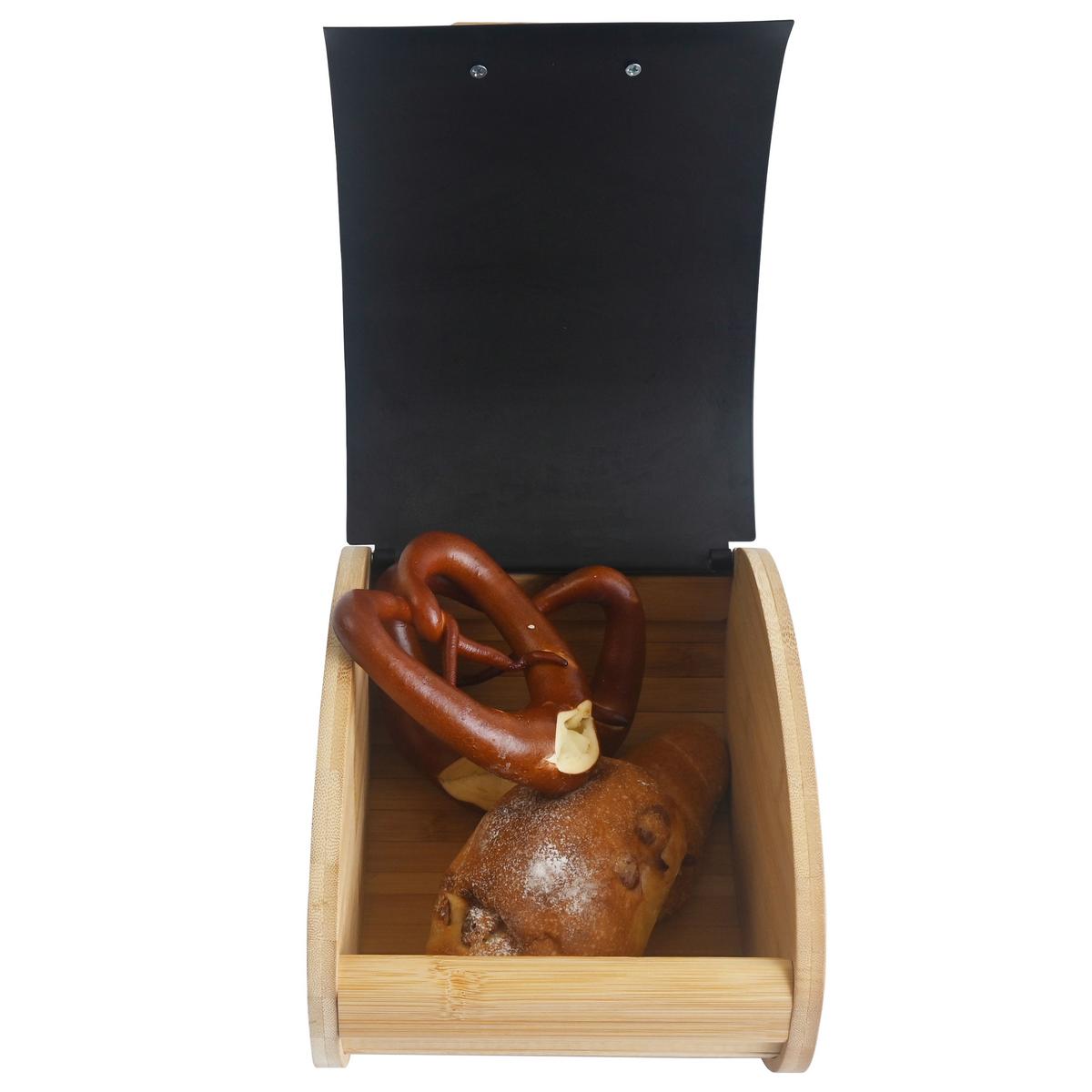 Brotbox Svea - S Naturfarben/Schwarz - Weiss/Schwarz, Modern, Holz/Metall (25/20/15,5cm) - Mömax