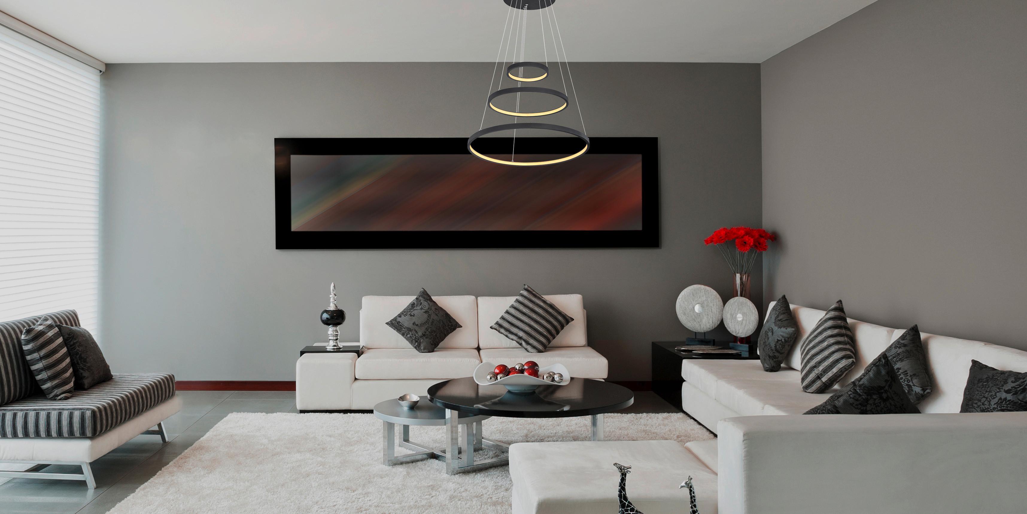 Viseča Led-svetilka Ralph, S Sijalko - črna/opal, Basics, kovina/umetna masa (51/120cm) - Globo