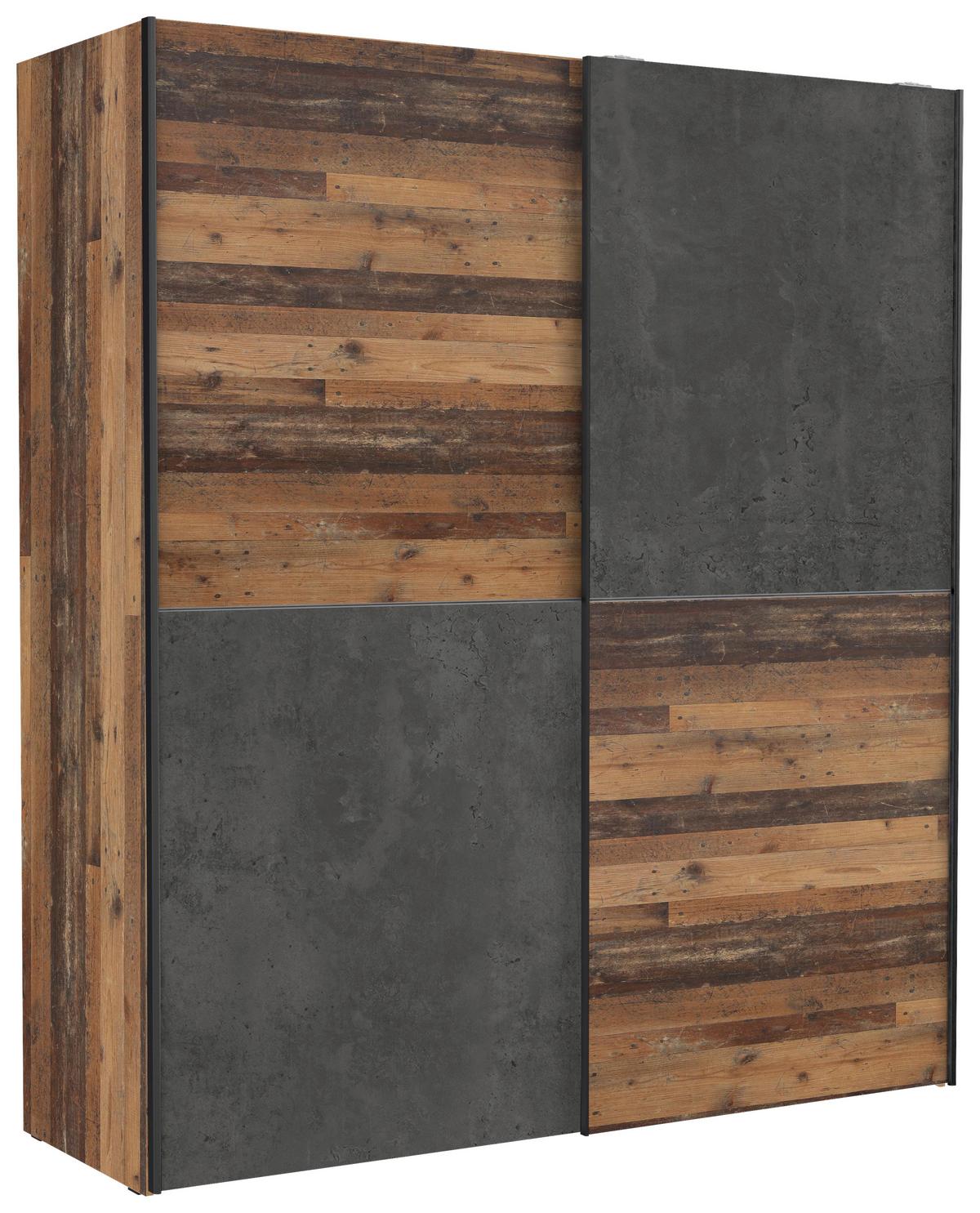 Omara Z Drsnimi Vrati Dederik, Rjava, Temno Siva - temno siva/barve aluminija, Konvencionalno, kovina/umetna masa (170,3/190,5/61,2cm) - Mömax