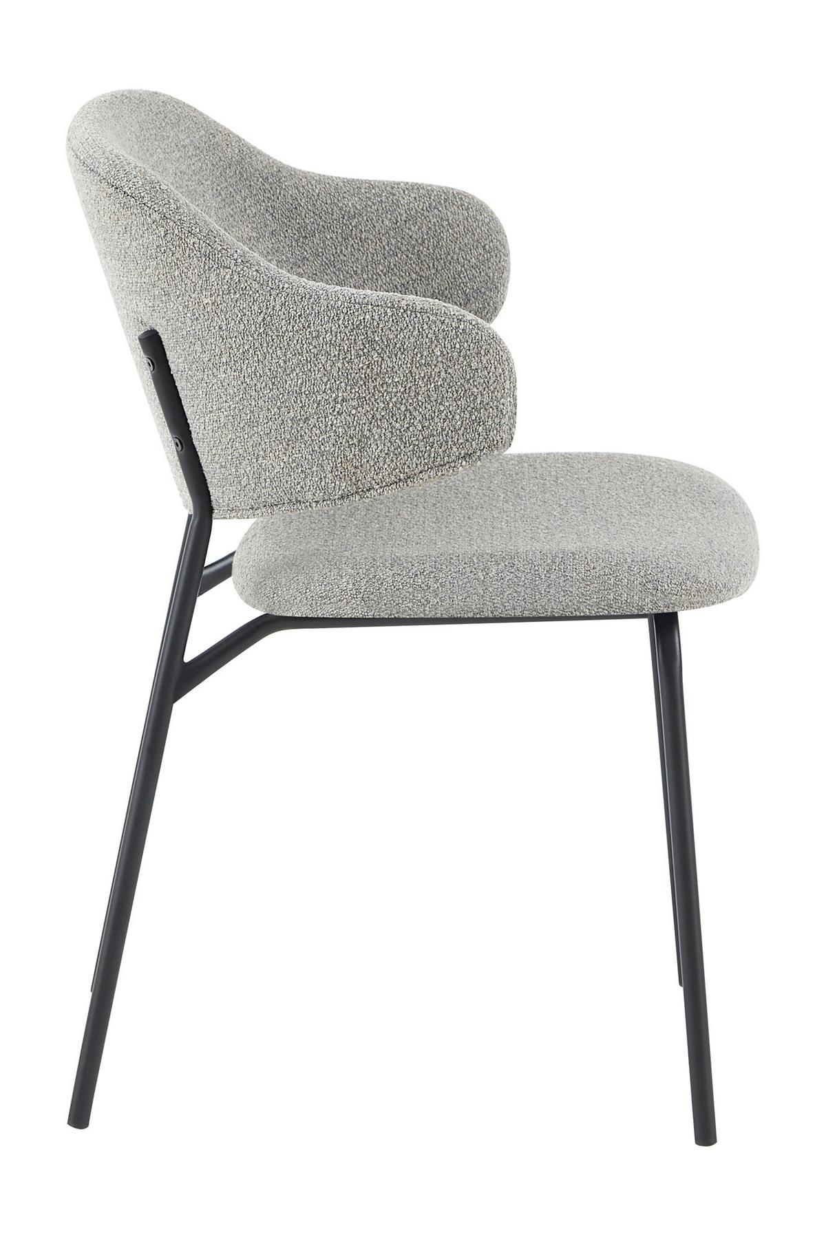 Set Naslanjačev Bouclé, Svetlo Siva, 2-Delni - črna/svetlo siva, Moderno, kovina/tekstil (54/83/59cm) - Livetastic