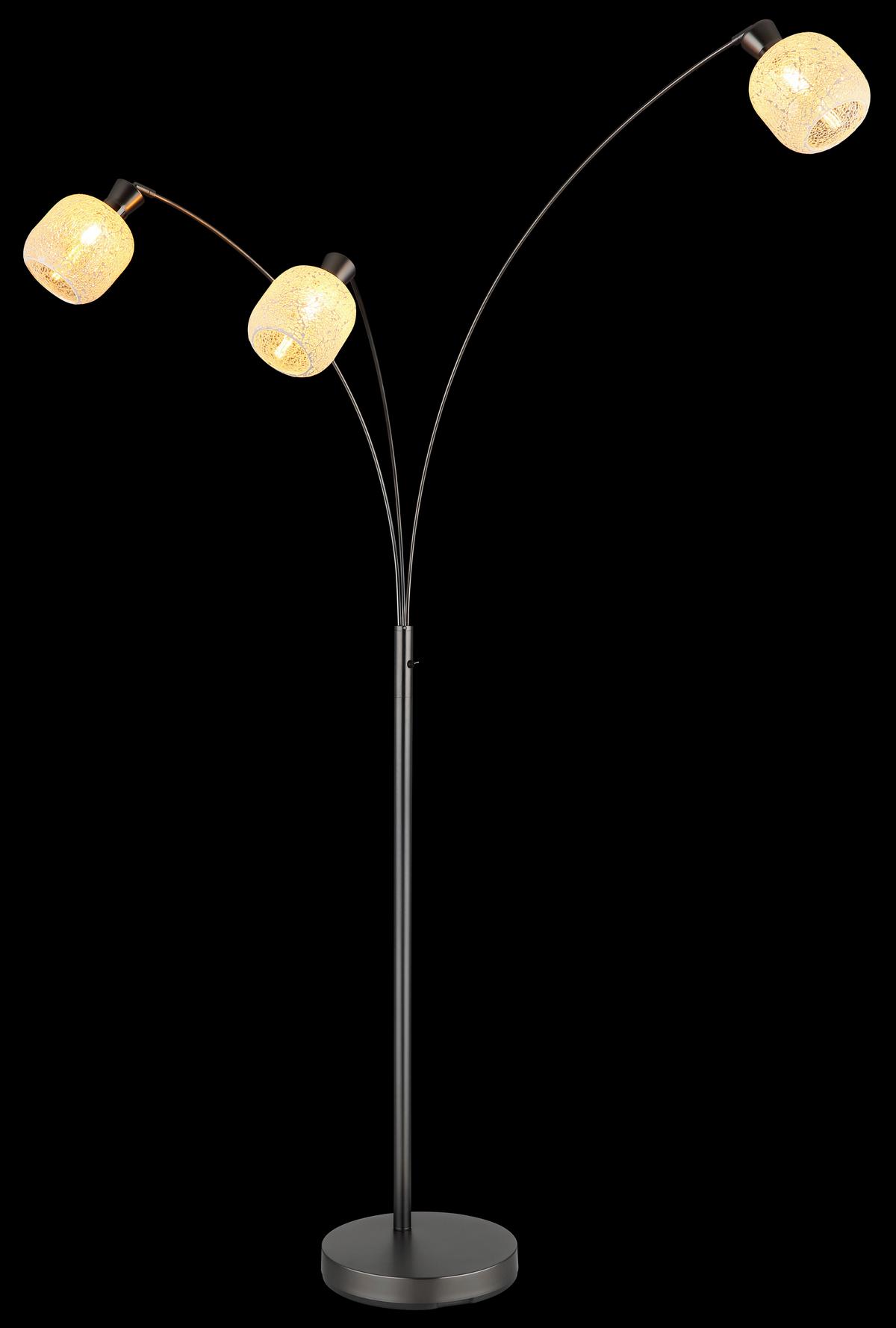 Podna Svjetiljka Brokana - crni krom/prozirno, Design, staklo/metal (84,5/100/200,5cm) - Globo
