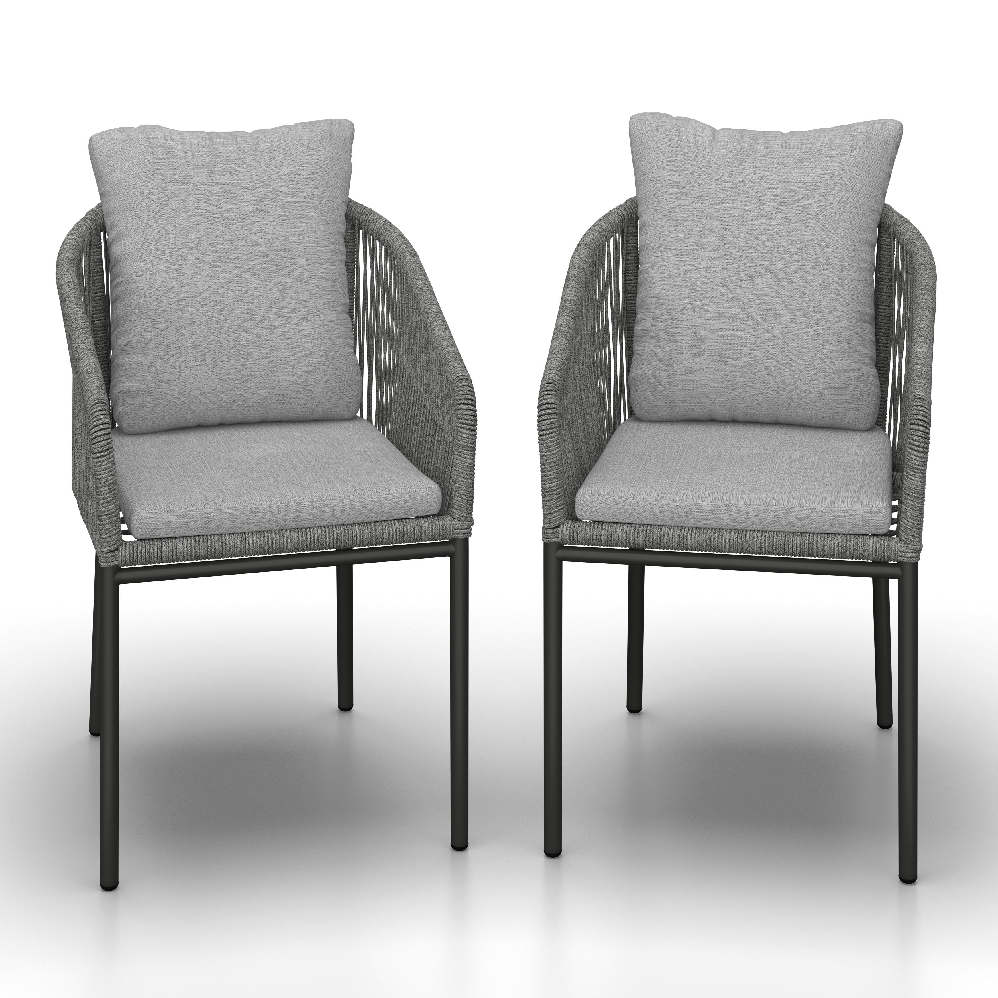 Kerti Karosszék Párnával 2db Szék/csomag Pepe - fekete/szürke, Modern, műanyag/fém (55/83/62cm) - Bessagi Garden
