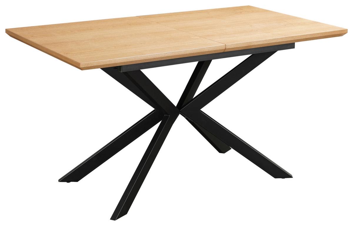 Jedilna Miza Elena, Naravna Barva, Črna, 140-180x80 - črna/naravne barve, Moderno, kovina/leseni material (140-180/80/76cm) - MID.YOU