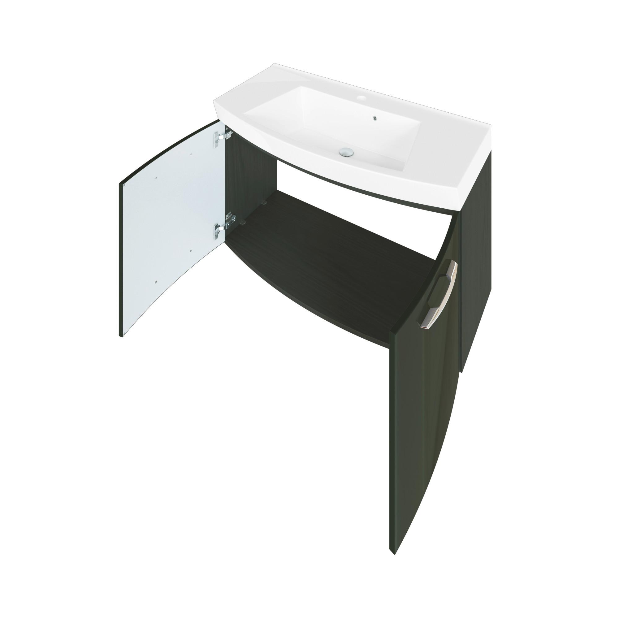 Waschtischkombi Florida in Graphitfarben - Chromfarben/Weiß, MODERN, Holzwerkstoff/Stein (100/59/50cm)