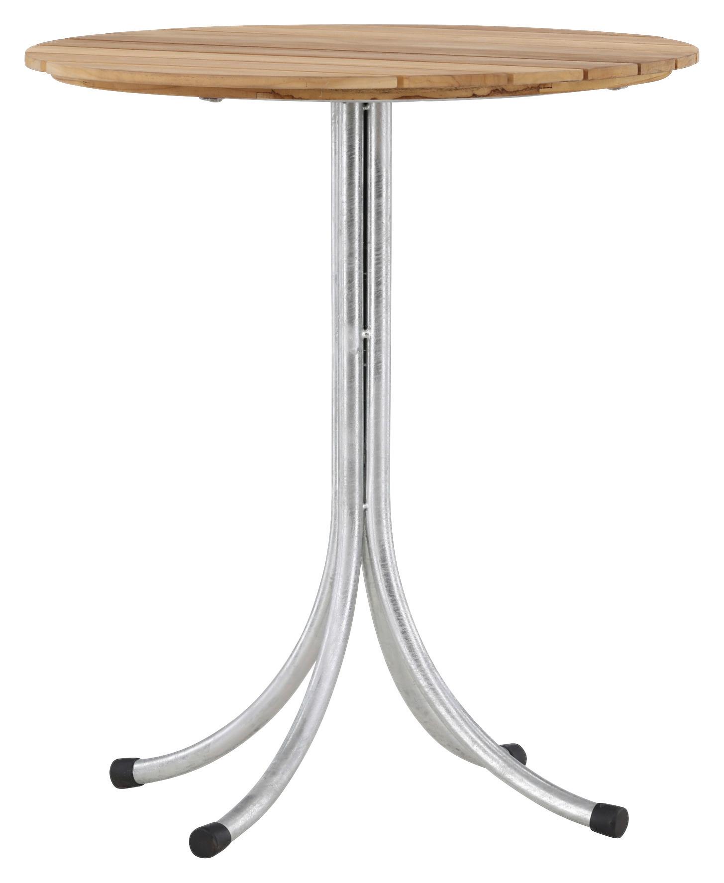 Gartentisch Holmsund ca. 65x65x75cm Teakholz/Silber - Silberfarben/Teakfarben, KONVENTIONELL, Holz/Metall (65/65/75cm) - Gardenson