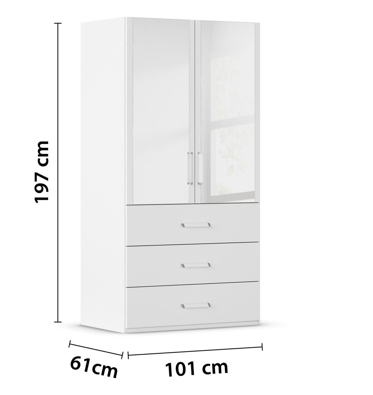Omara S Klasičnimi Vrati Evelyn, Bela - bela, Design, umetna masa/steklo (101/197/60cm) - Novel