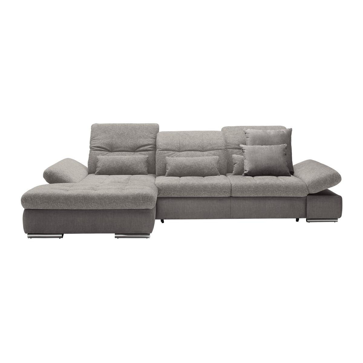 Wohnlandschaft Sanfino Silberfarben - Chromfarben/Silberfarben, KONVENTIONELL, Holz/Textil (199/79-96/305cm) - Premium Living
