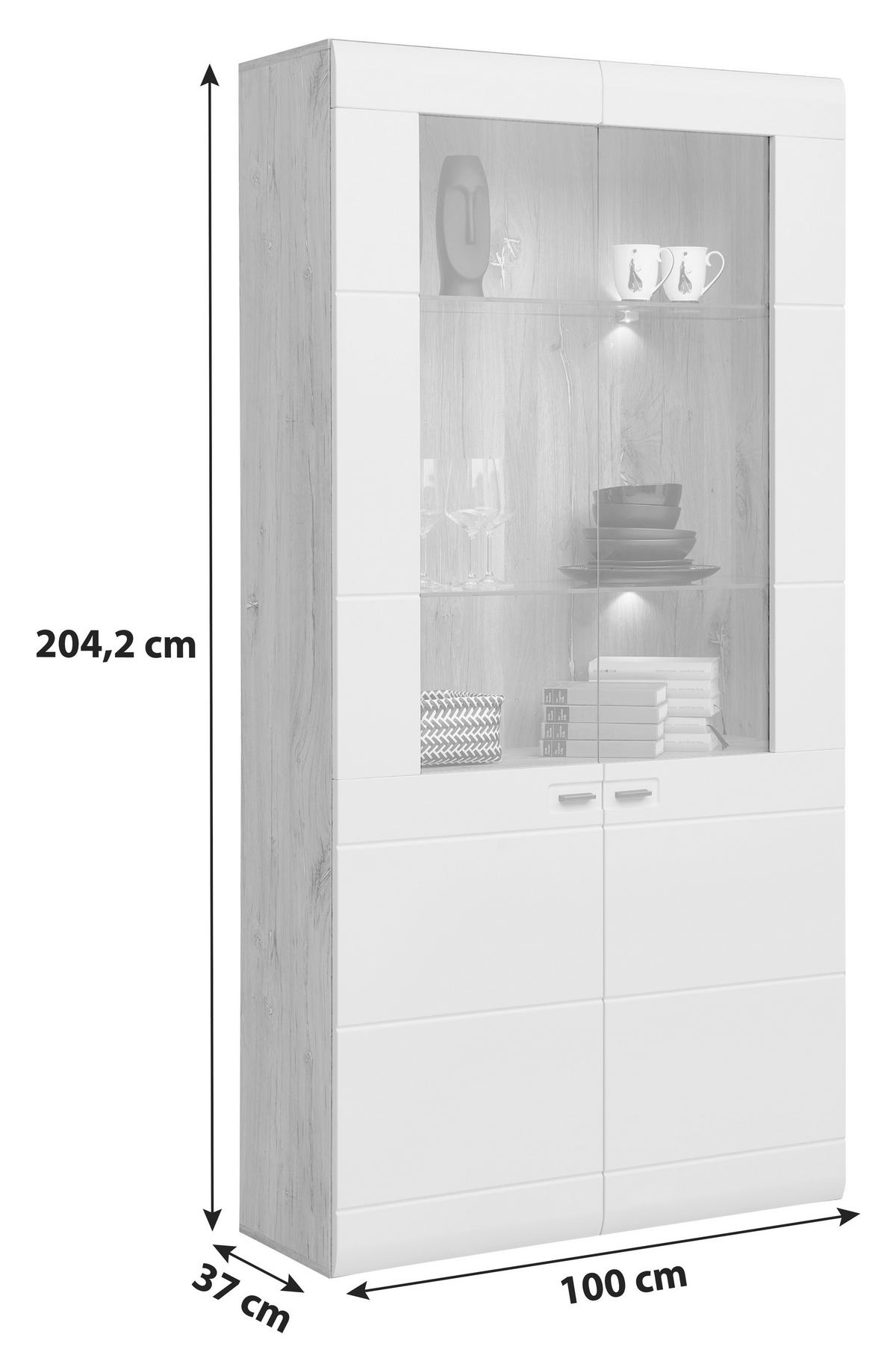 Vitrina Auris - Moderno, staklo/drvni materijal (100/204,2/37,1cm) - Mömax