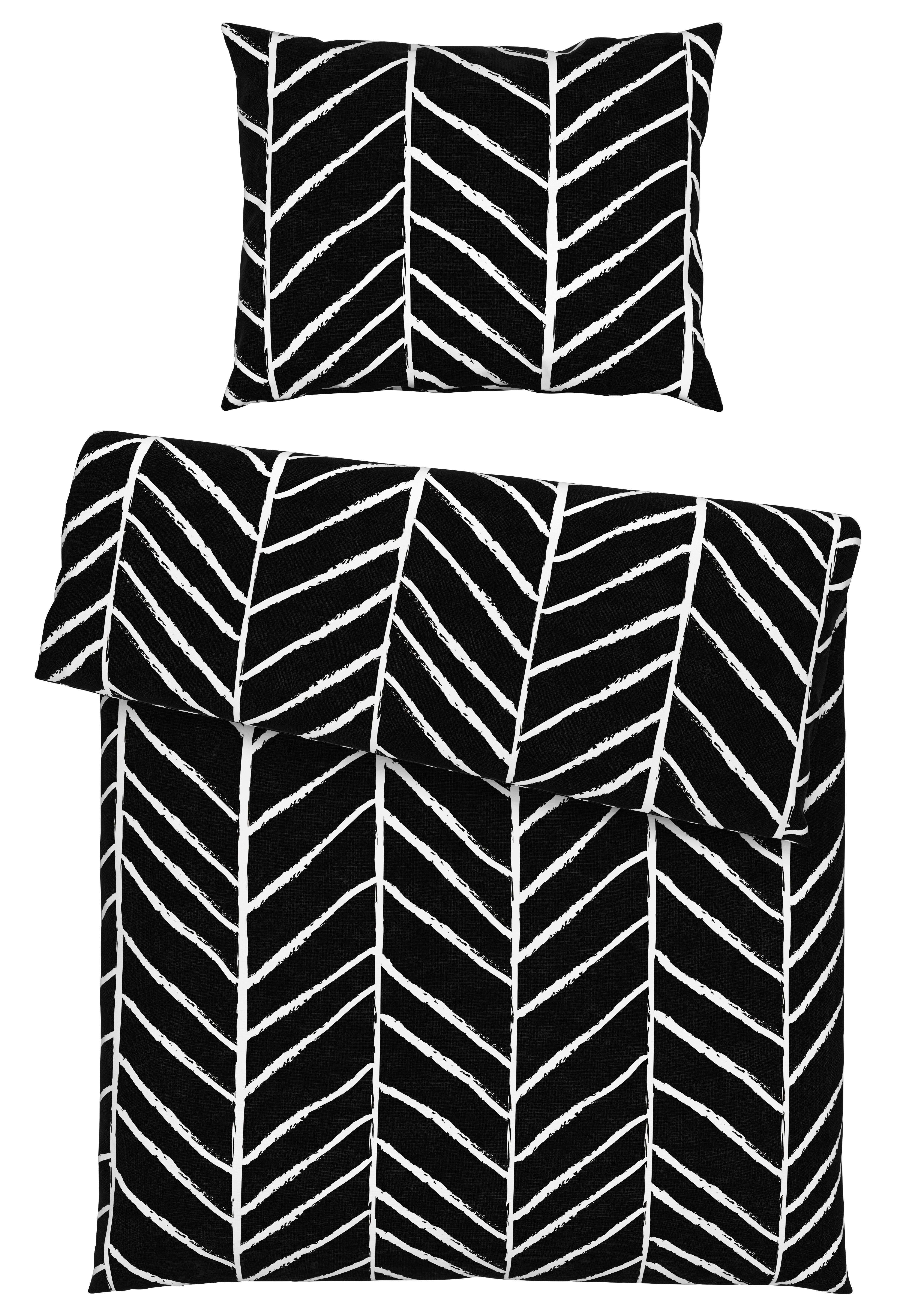 Posteljnina Marble - črna, Konvencionalno, tekstil (140/200cm) - Modern Living