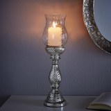 Kerzenhalter Charlott inkl. Glas H ca. 46 cm - Klar/Silberfarben, KONVENTIONELL, Glas/Metall (13/46cm) - Mömax modern living