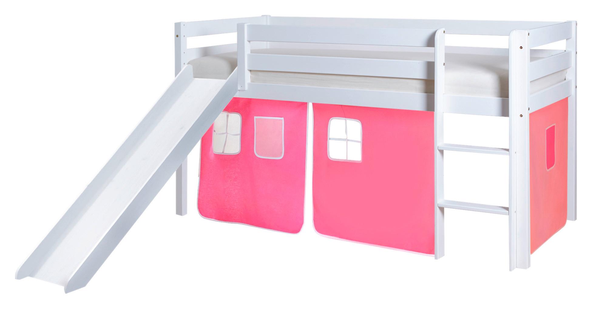 Igralna Postelja Manuel, 90x200, Pink, Tobogan - roza/bela, Natur, les (90/200cm) - MID.YOU