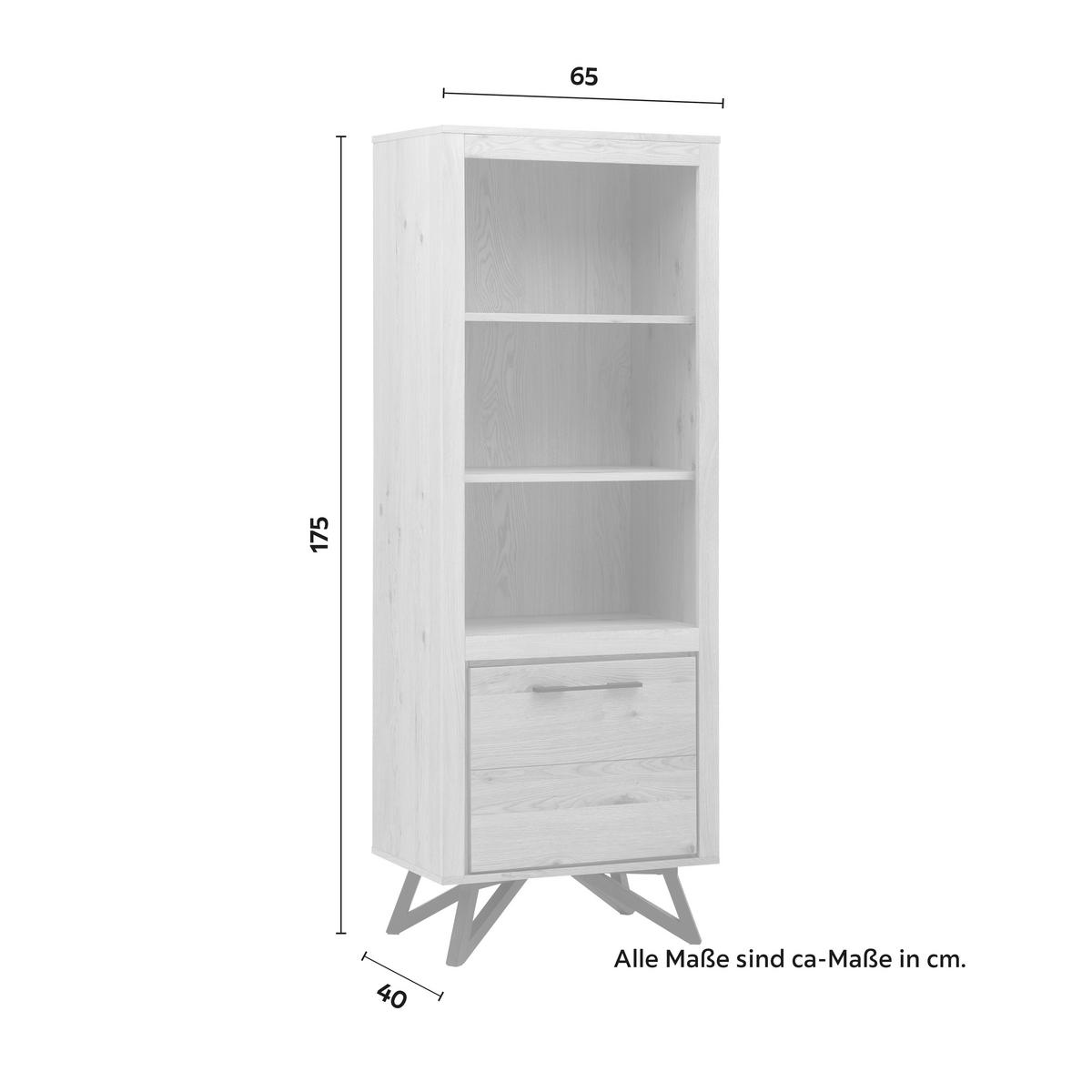 Vitrine Emilio Eichefarben/Schwarz MDF - Eichefarben/Schwarz, MODERN, Holz/Metall (65/175/40cm) - Bessagi Home