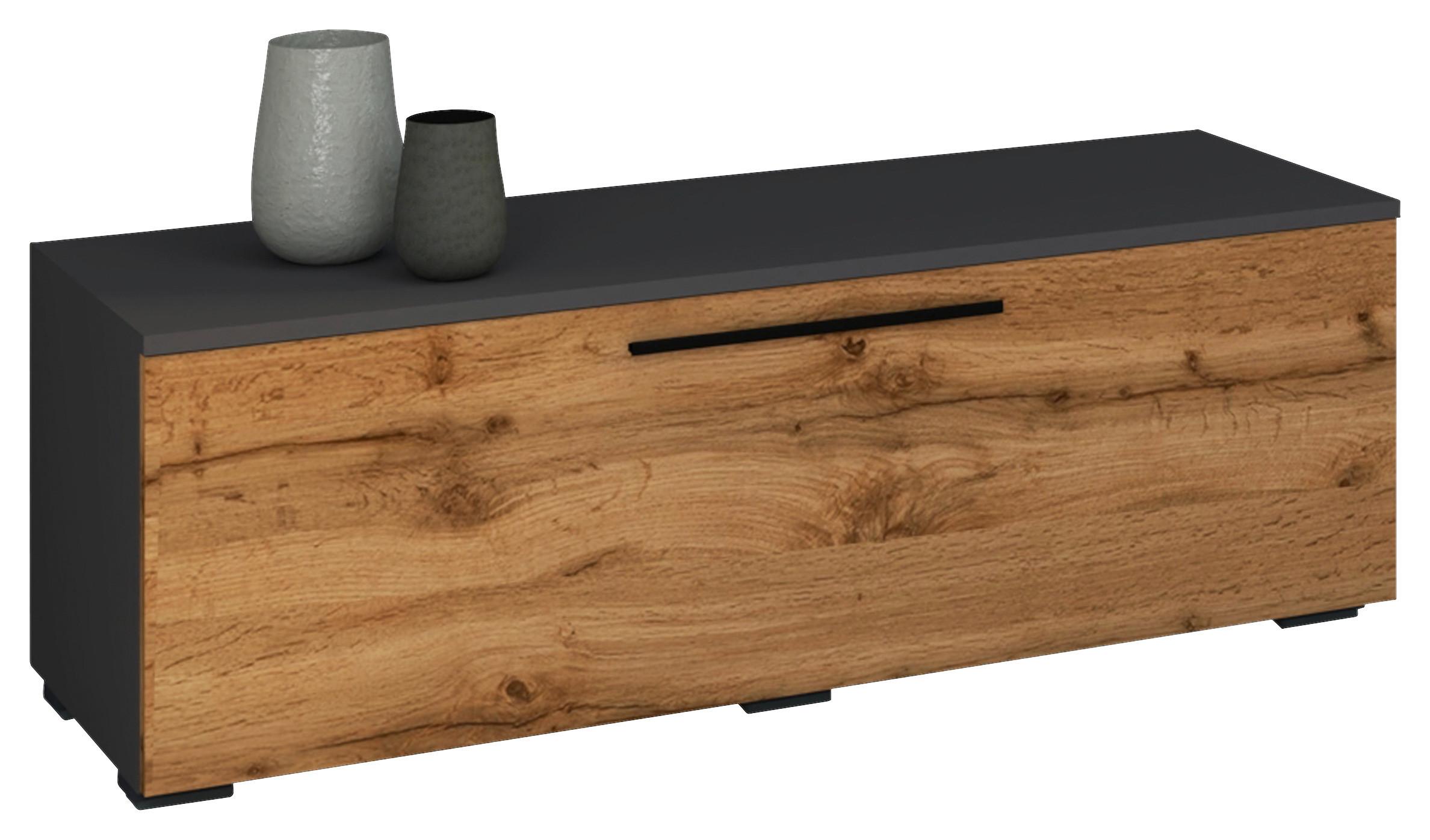 Nizka Omarica Arila, Hrast, Siva - črna/medeni hrast, Moderno, umetna masa/leseni material (115/39/40cm) - MID.YOU