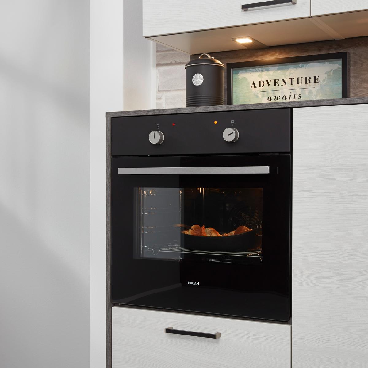 Küchenblock Plan, in Eiche Weiß - Eichefarben/Weiß, MODERN, Holzwerkstoff (303,2cm) - Express-Kuechen