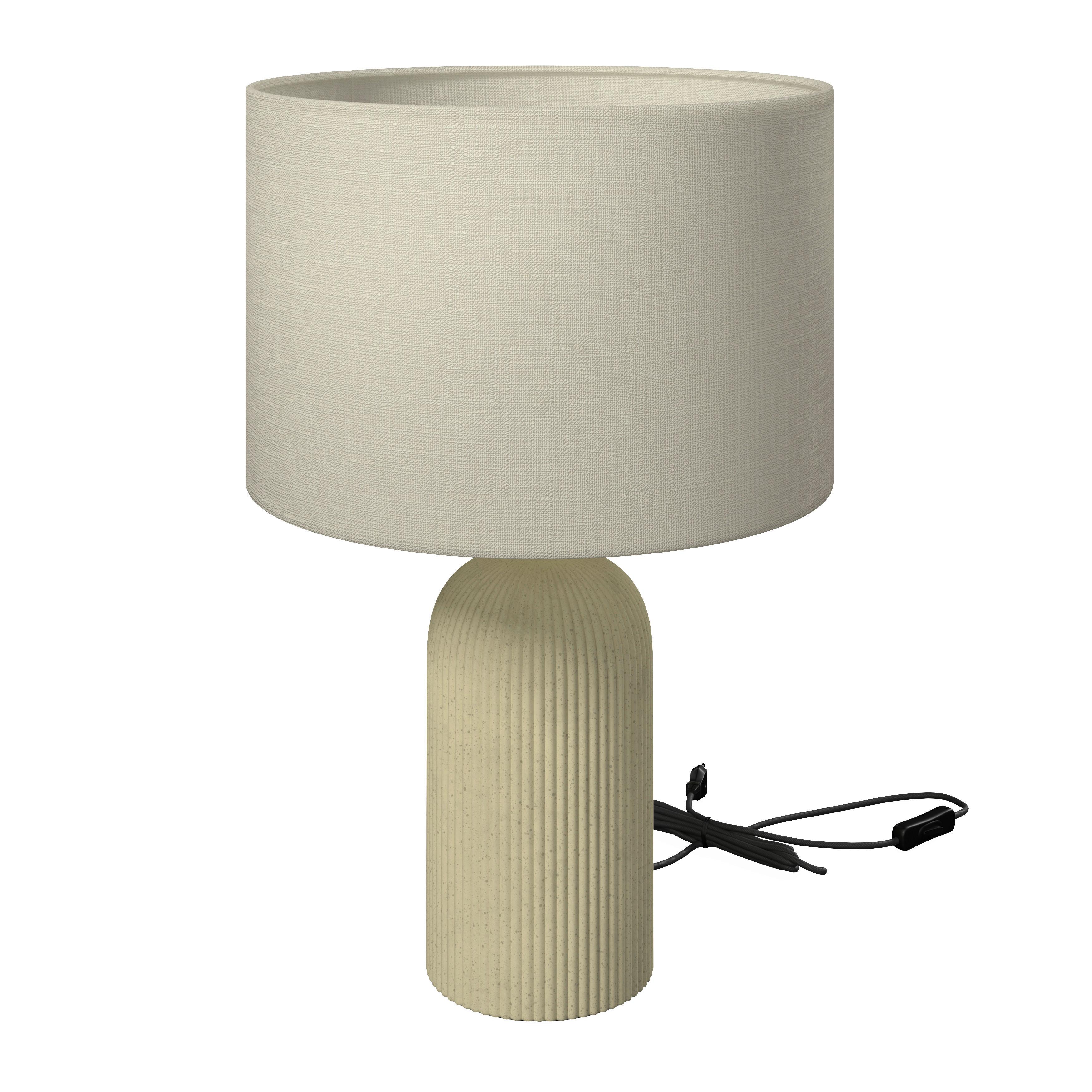 Tischleuchte Lucina Beige/Creme max. 40 Watt - Beige/Messingfarben, MODERN, Keramik/Textil (30/46cm) - Bessagi Home