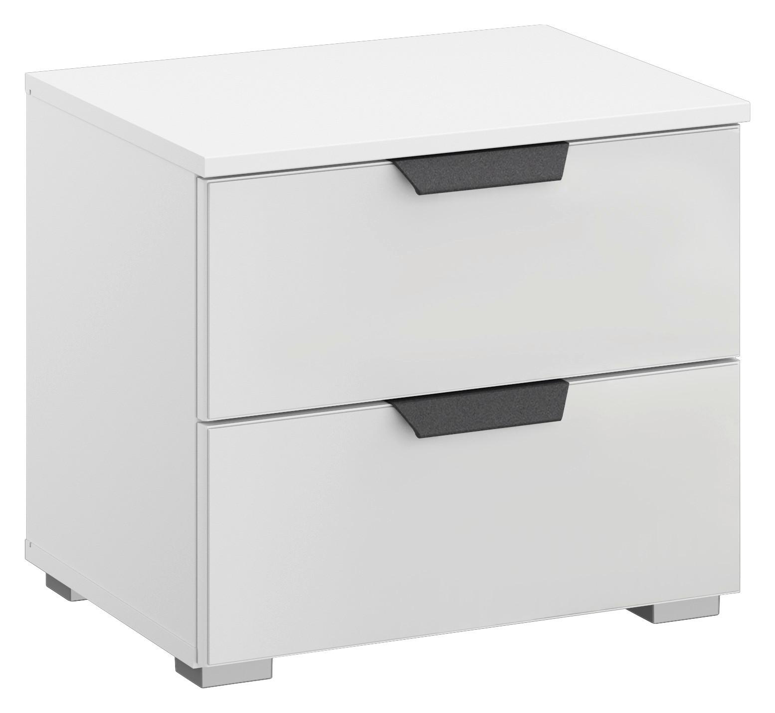 Noćni Ormarić Artemis - bijela/siva, Moderno, staklo/drvni materijal (47/43/42cm) - Modern Living