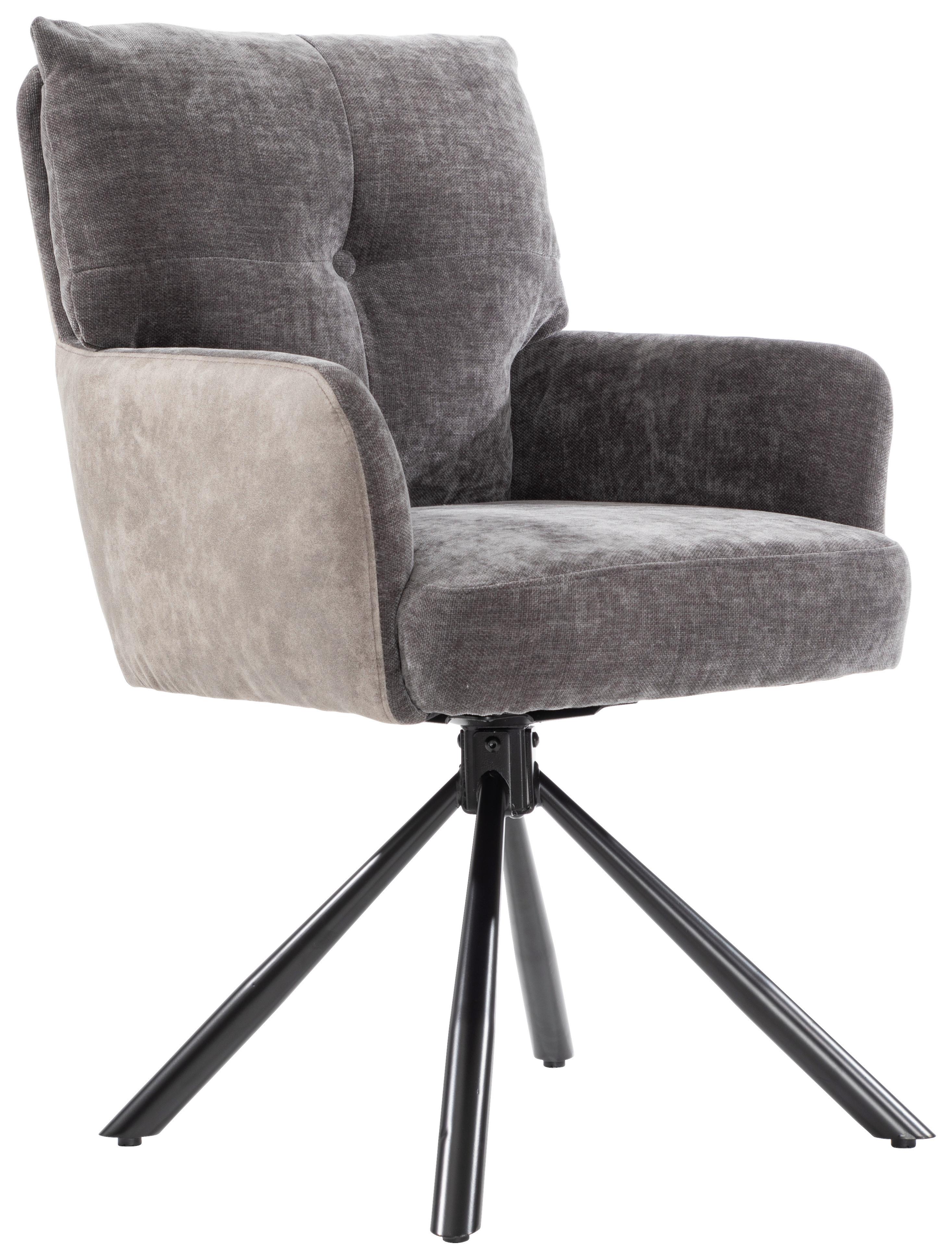 STOL MED ARMSTÖD SOPHIE - grå/svart, Modern, metall/textil (60/93/67cm) - Premium Living