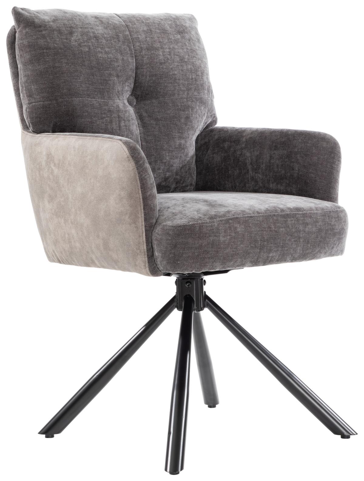 Armlehnstuhl Sophie Anthrazit - Anthrazit/Schwarz, MODERN, Textil/Metall (60/93/67cm) - Premium Living