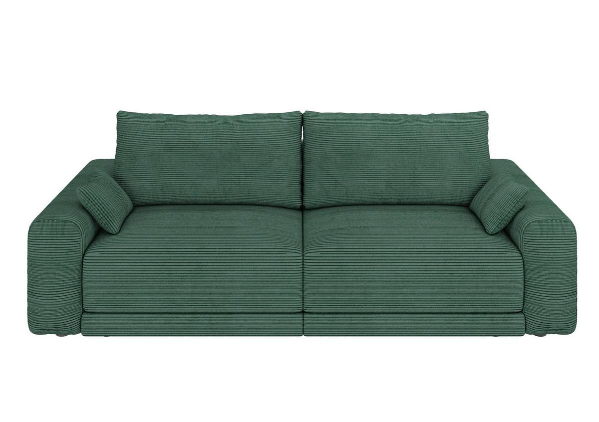 Sofa Plain Dunkelgrün - Dunkelgrün/Schwarz, Modern, Kunststoff/Textil (256/88/120cm) - Mömax